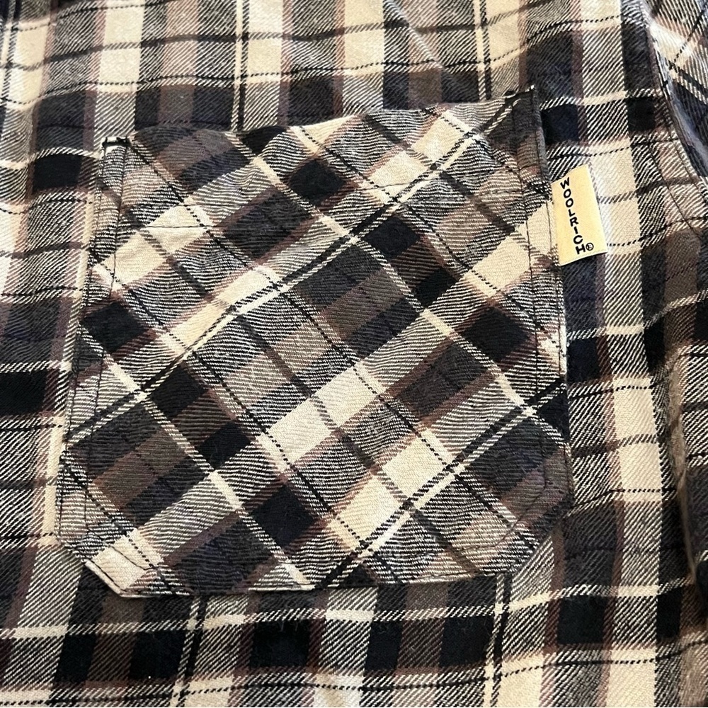 Men’s Woolrich Button Down Long Sleeve Plaid Shirt L Checkered Check Vintage - Picture 9 of 12